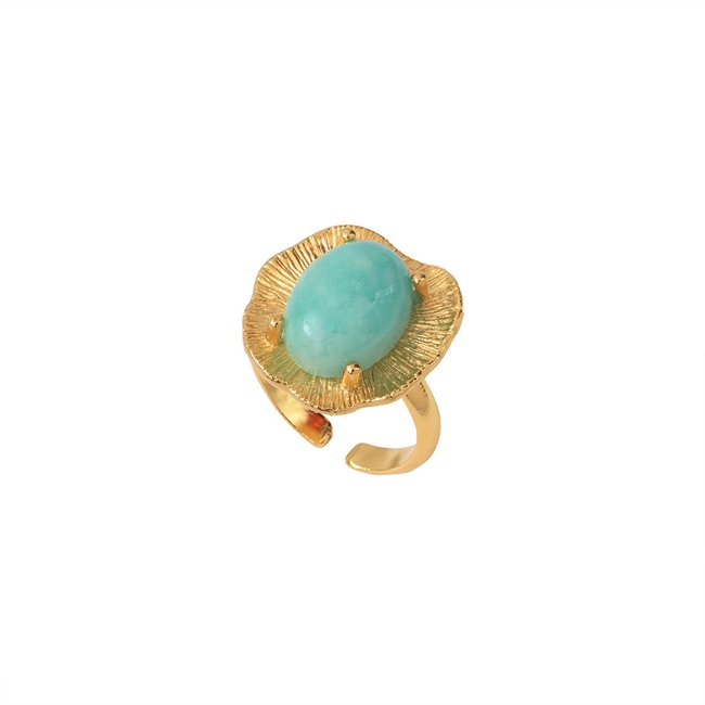 Bague amazonite dorée - swann bleu <span itemprop=