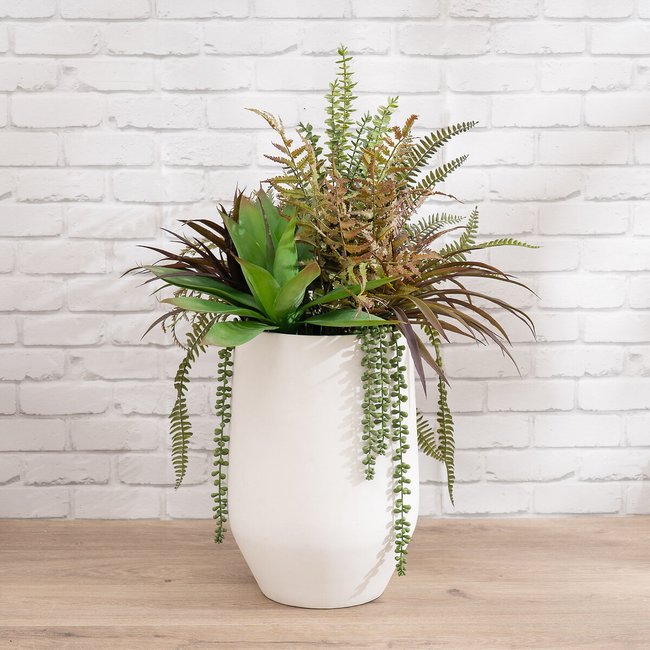 90cm Artificial Fern/Agave Mixed Container in White, green, SO'HOME