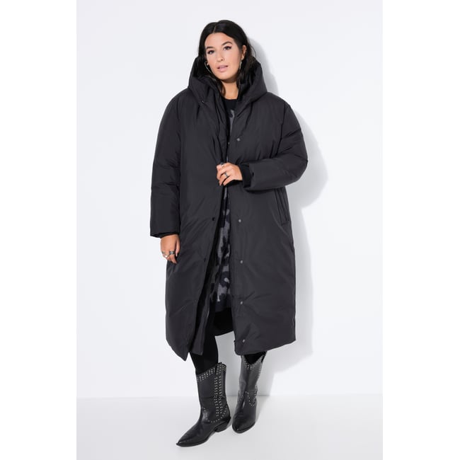 Manteau matelassé oversize noir <span itemprop=
