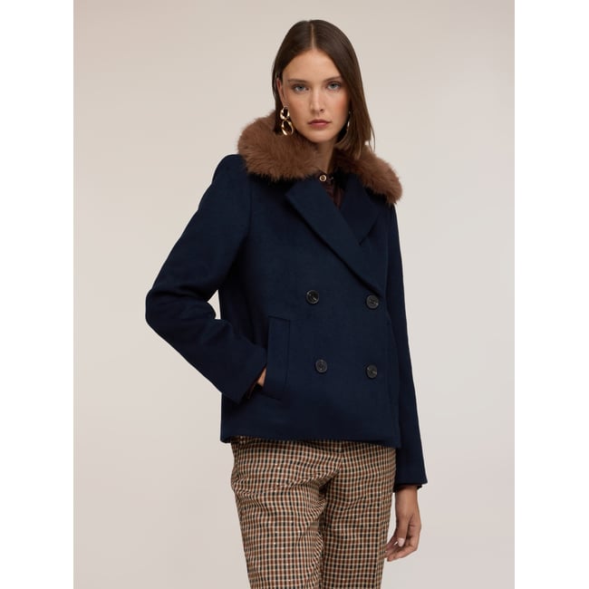 Manteau croisé bleu <span itemprop=