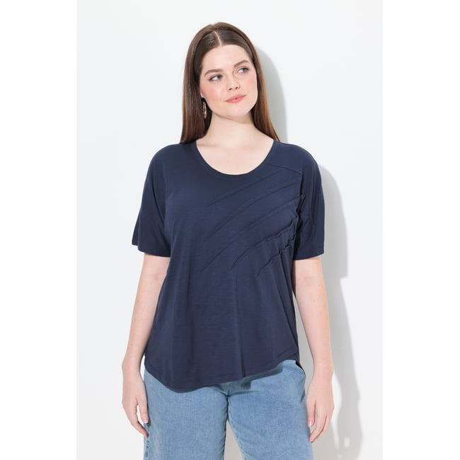 T-shirt, plis, col rond, manches courtes - ULLA POPKEN