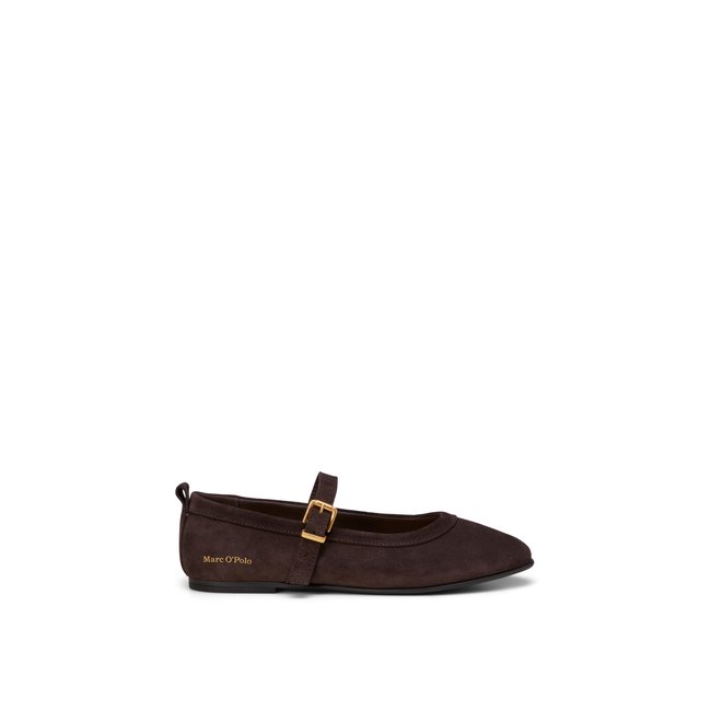 Ballerine modèle Gina en cuir velours huilé marron fonce <span itemprop=