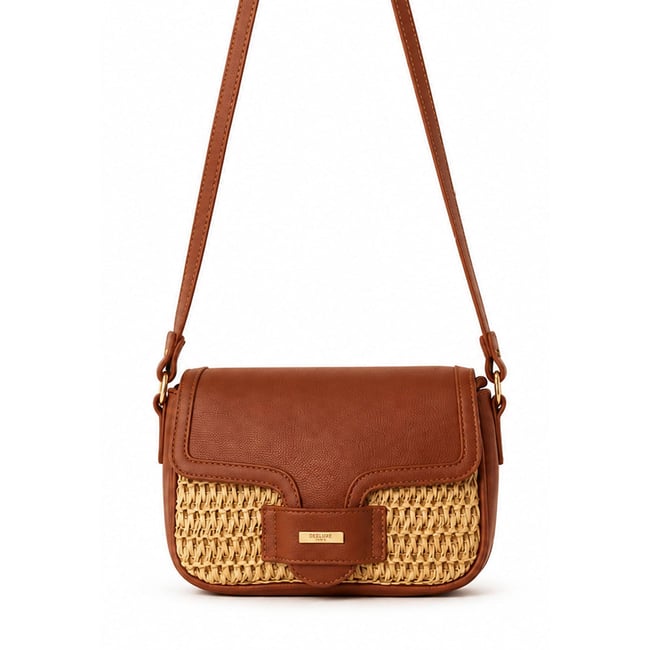 Sac bandoulière bags en papier tressé BAGS camel <span itemprop=