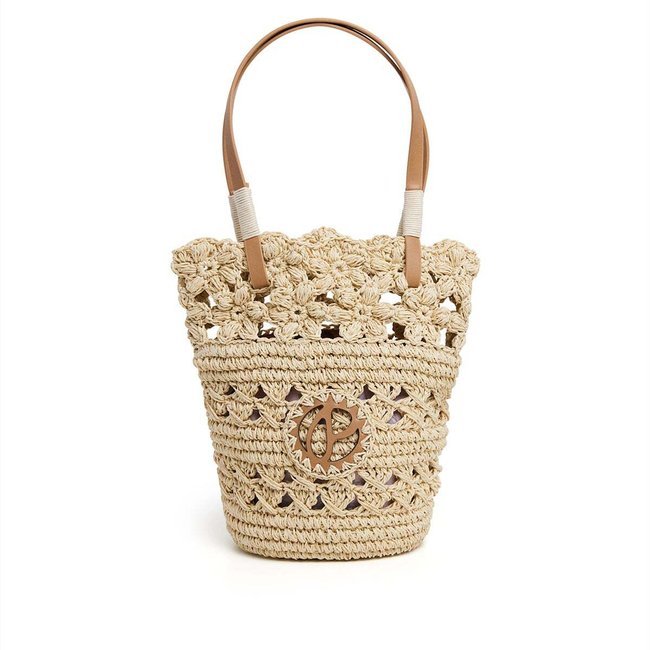 Sac À Monogramme En Raphia beige caramel <span itemprop=