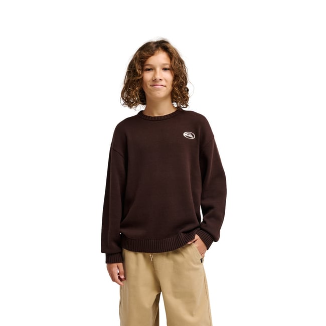 Pull à col rond LAMTARRA marron java <span itemprop=