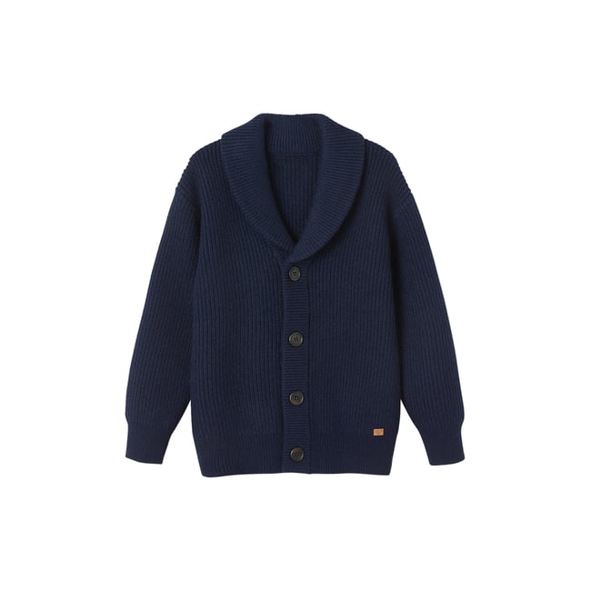 Gilet en maille perlée marine <span itemprop=