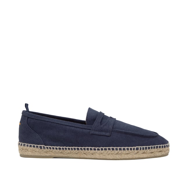 Espadrilles mocassins en coton et jute NACHO PLATFORM bleu marine <span itemprop=