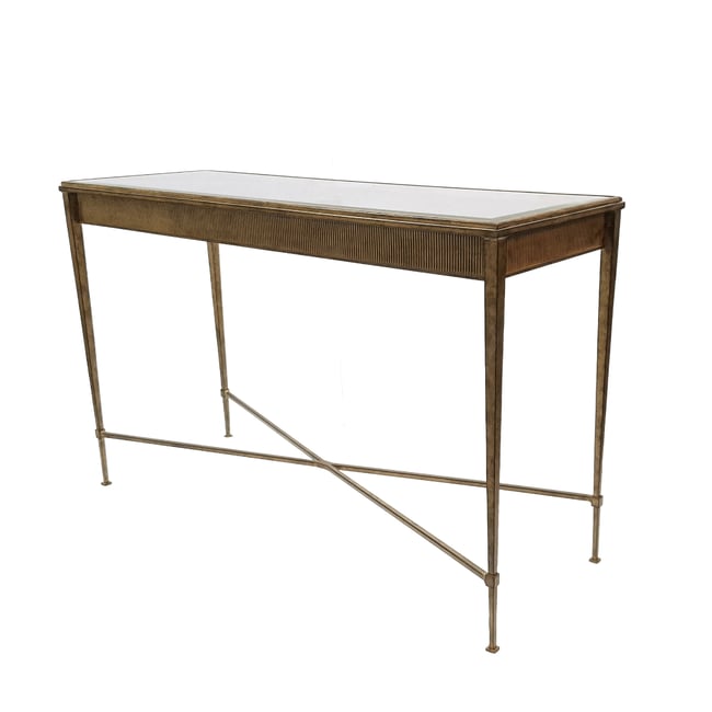 Console avec bandeau mouluré L120 cm - ANTOINETTE Couleur doré <span itemprop=
