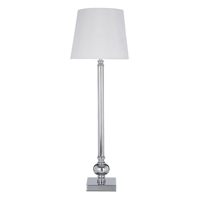 Classic Silver Stick Shape with Off White Shade Table Lamp, white, SO'HOME