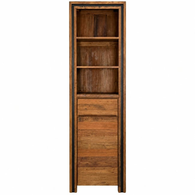Colonne rangement en bois recyclé de teck 1 porte VADOD Couleur bois naturel <span itemprop=