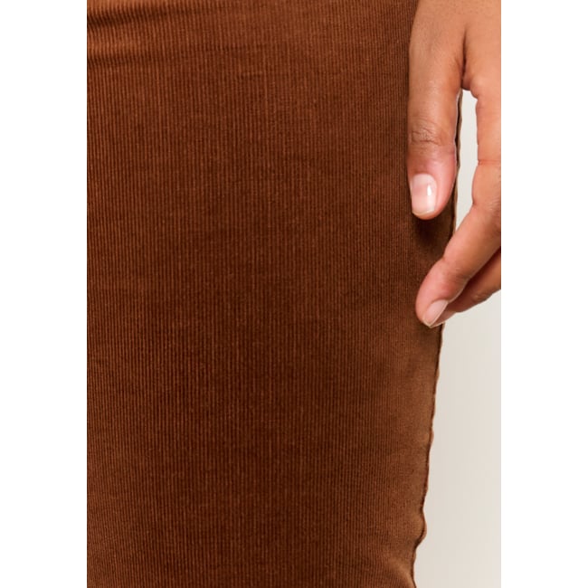 Pantalon évasé en velours milleraies clair camel <span itemprop=