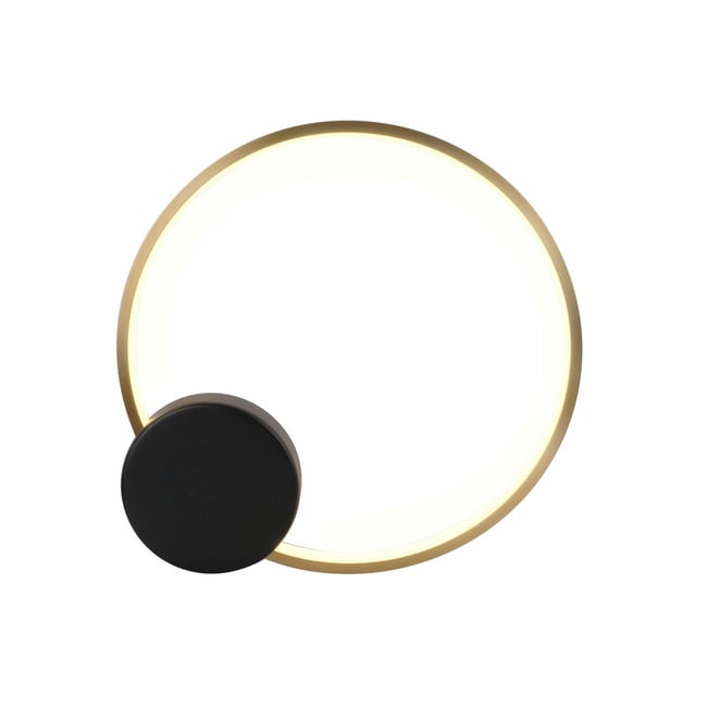 Applique circulaire LED anneau doré - ALISA Couleur laiton et noir <span itemprop=