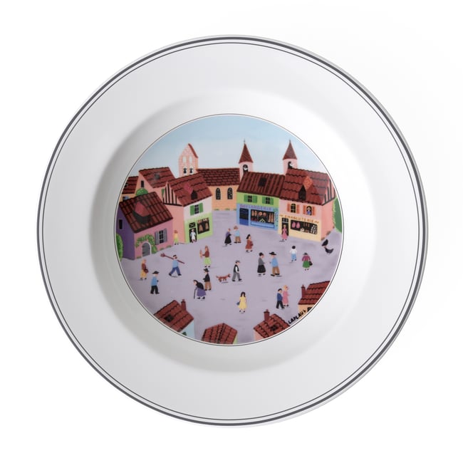 Assiette Creuse,Village DESIGN NAIF Couleur multicolore <span itemprop=