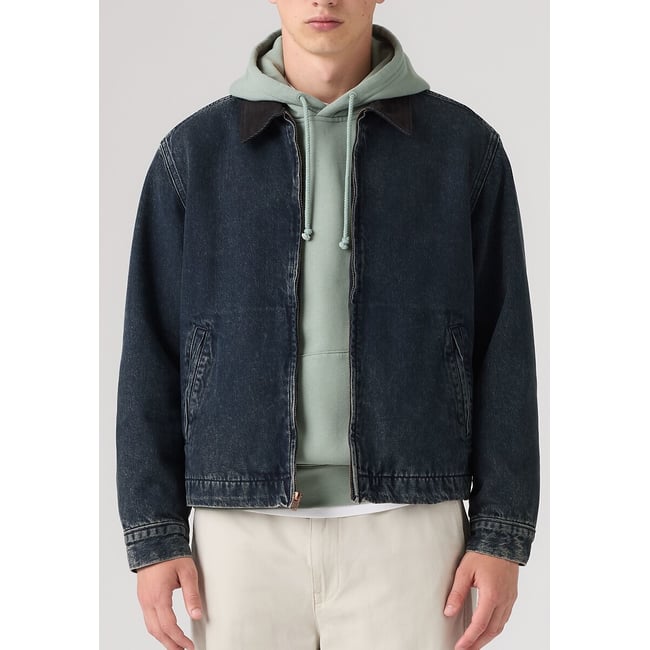 Casaco com fecho zíper, gola em contraste, CASTRO dark blue black <span itemprop=