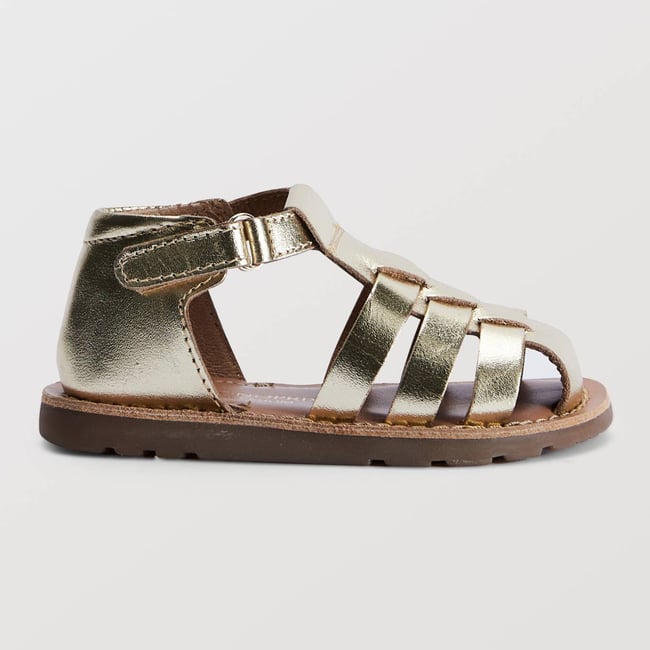 Sandales en cuir pour bébé dore <span itemprop=