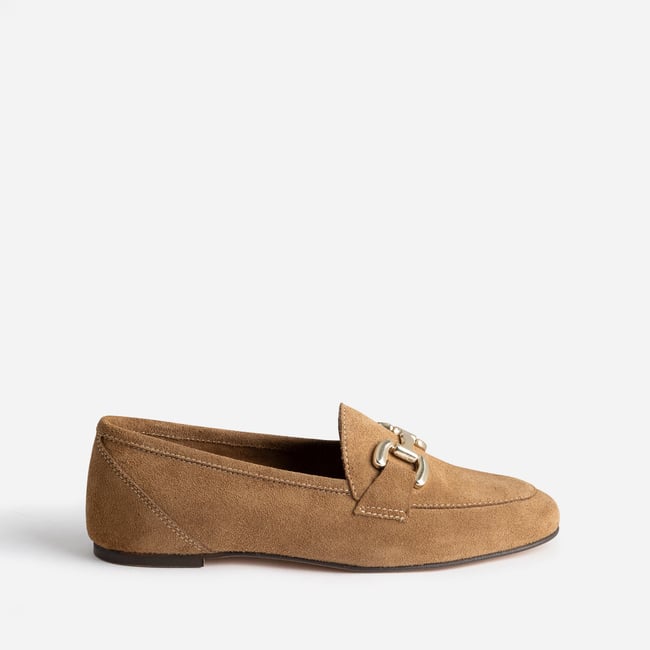 Mocassin en cuir JULIA taupe <span itemprop=