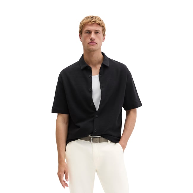 T-shirt en jersey loose avec une structure fine noir <span itemprop=