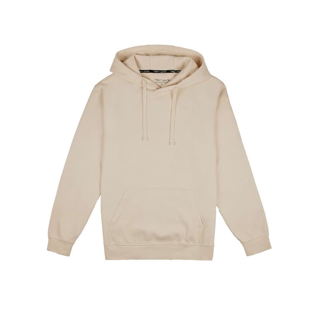 Sweat à capuche en coton mélangé ecru uni coupe droite col à capuche écru <span itemprop=