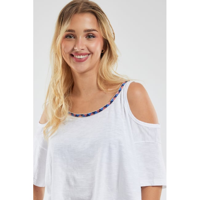 Coeur De Miss en T-shirt crop top  COOL blanc <span itemprop=