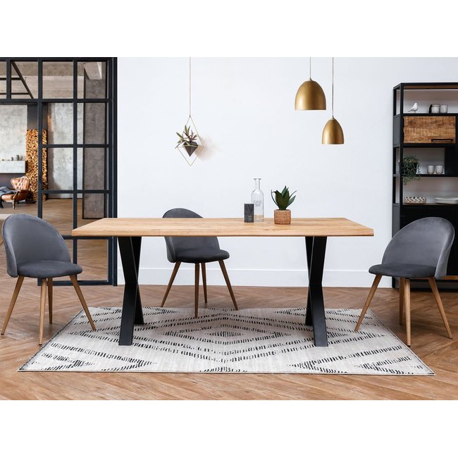 Table à manger 160 à 240 cm cm  bois massif, AWANI Couleur marron clair <span itemprop=