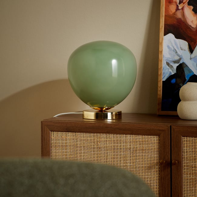MADE.COM Adrianne Glass Dome Table Lamp, green, MADE