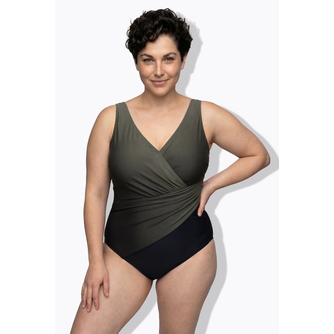 Maillot de bain à dégradé de couleurs vert loden <span itemprop=