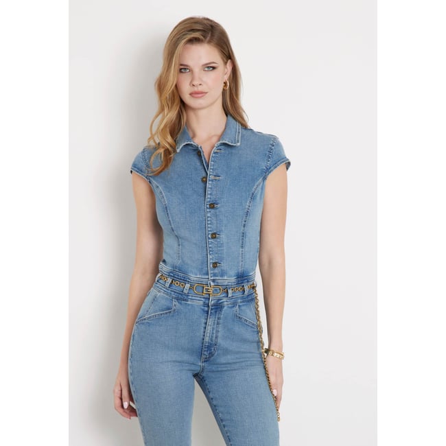 Combinaison Jean Coupe Skinny bleu <span itemprop=