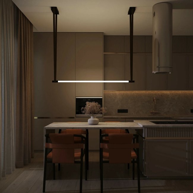 Линейный светильник с кожаными подвесами черный SO'HOME