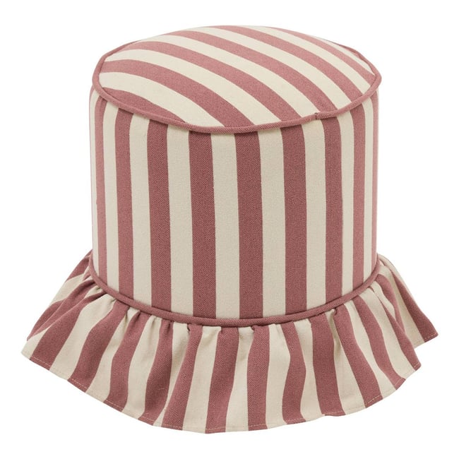 Pouf rond en pin FIORA Couleur rose <span itemprop=