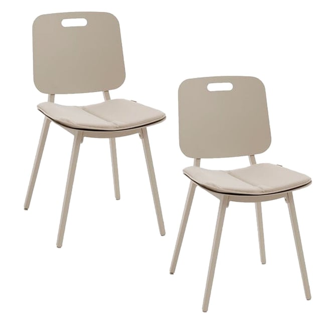 Lot de 2 chaises de jardin en aluminium TERZANO beige <span itemprop=