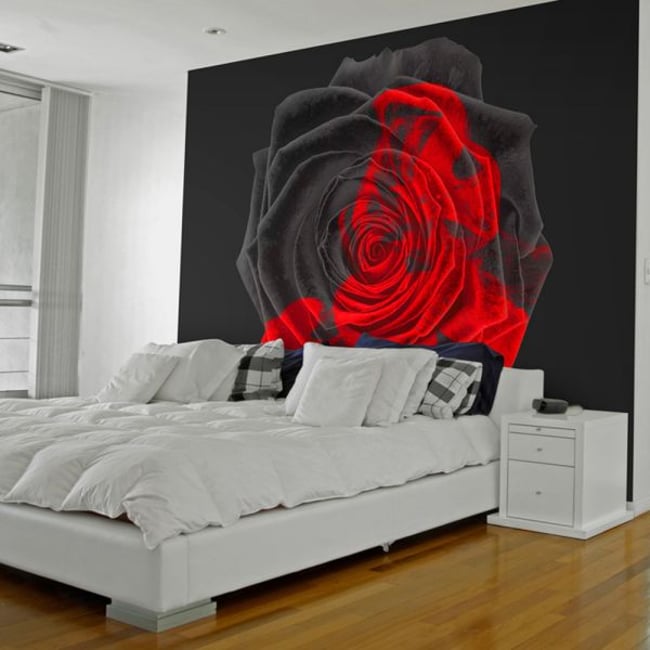 Papier peint intissé panoramique Fleurs Transformation Couleur gris / argent <span itemprop=
