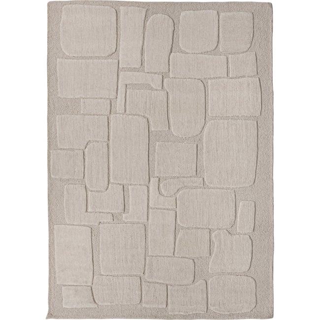 Tapis en laine au relief graphique Couleur beige <span itemprop=