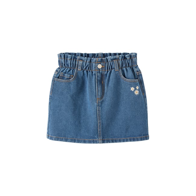 KIDSCOOL SPACE Jupe En Jean D'été Pour Bébé Fille - Robe Courte Bord Brut Bleu Clair