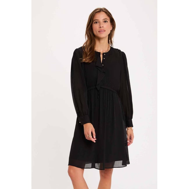 Robe courte jacquard noir <span itemprop=