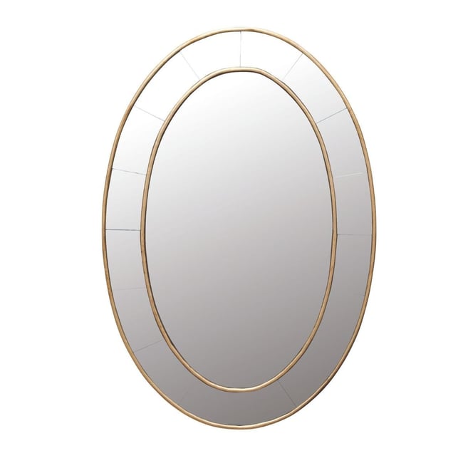 Miroir oval doré en verre H 95 cm Couleur doré <span itemprop=