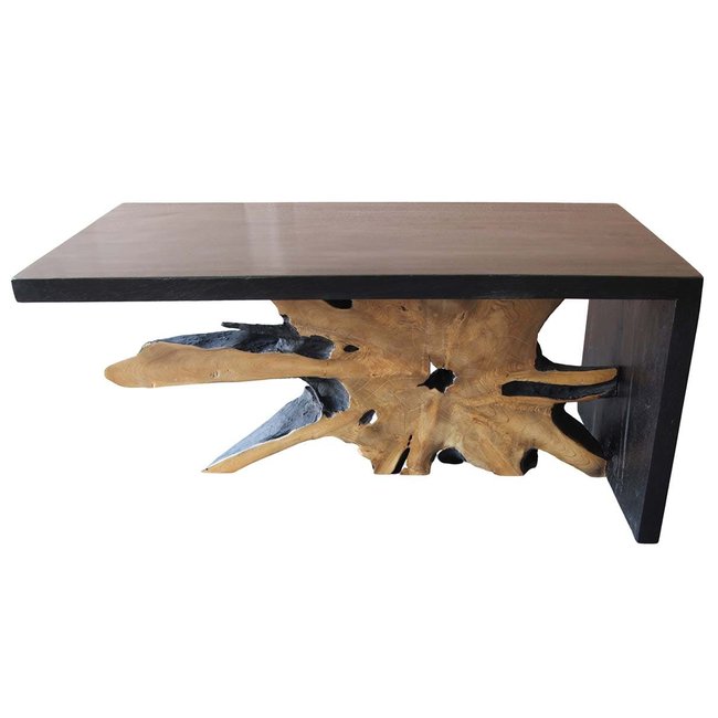 Table basse racine de teck contour bois noir ARIZONA Couleur noir <span itemprop=