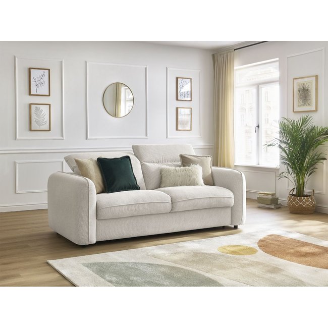 Canapé lit 3 places en tissu chiné couchage 160x200 cm, ACHILLE - BOBOCHIC
