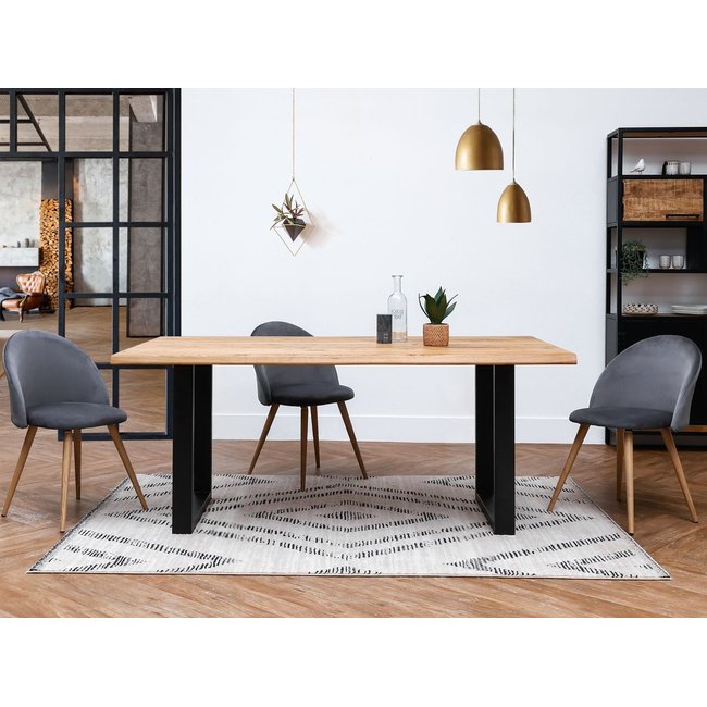 Table à manger 180 cm 12 couverts et plus bois massif, AWANI Couleur marron clair <span itemprop=