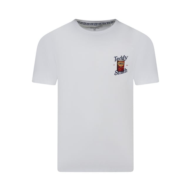 T-shirt en coton blanc uni avec une coupe droite et un imprimé dans le dos blanc <span itemprop=
