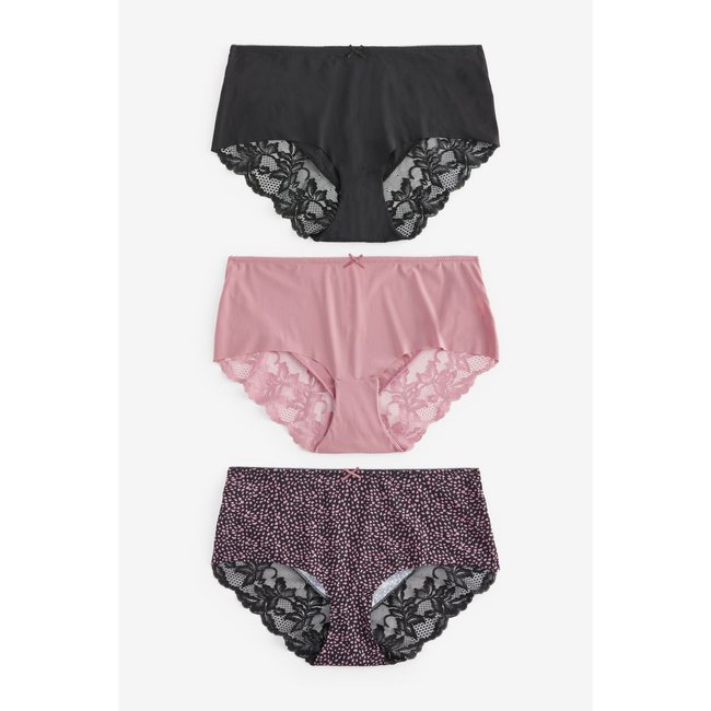 Culottes invisibles avec - midi, lot de 3 imprimé à pois violet mauve/noir/rose <span itemprop=