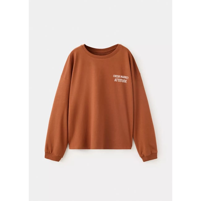 T-shirt oversize à détail imprimé rouge-orangé <span itemprop=