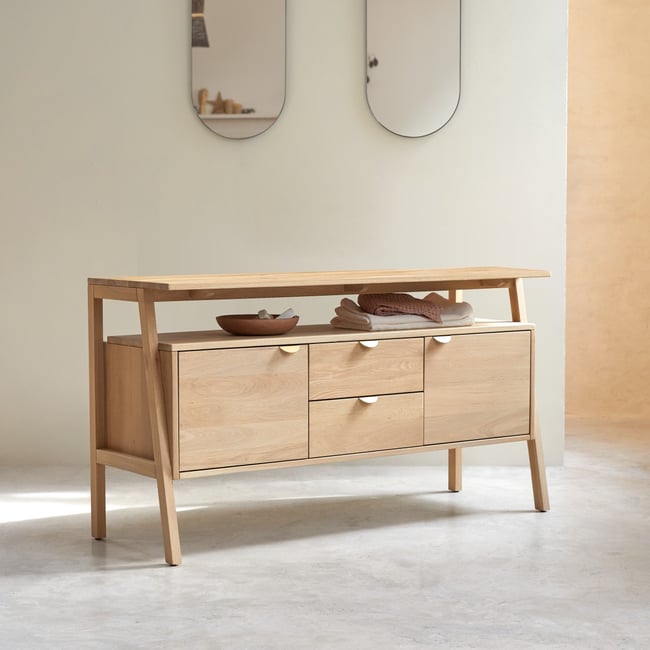 Meuble Salle De Bain en Chêne massif, POLA Couleur naturel <span itemprop=