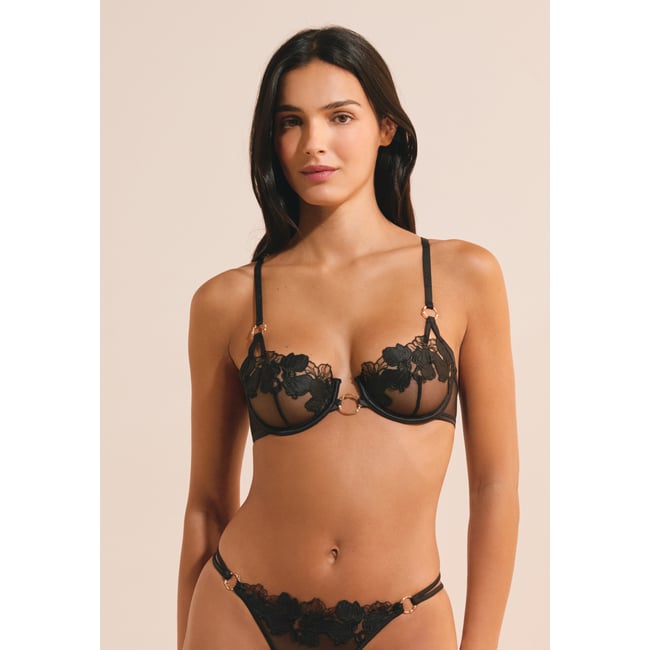 Soutien-gorge N.9 - Balconnet en broderie SOFT OBSESSION noir <span itemprop=