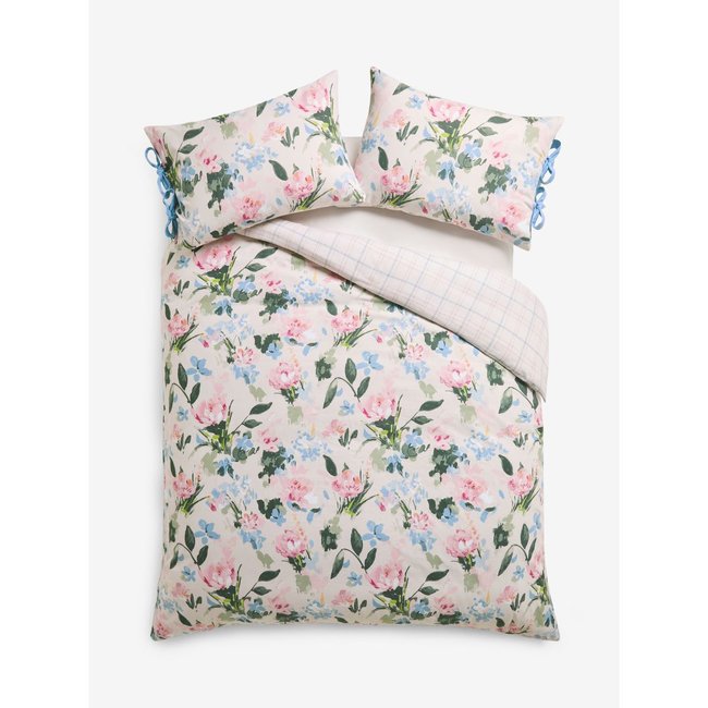 Housse de couette et taie à fleurs multicolores <span itemprop=