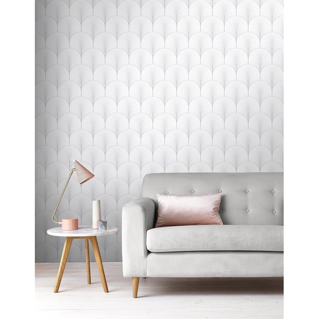 Papier peint Joséphine Glamour Art Deco Couleur argent <span itemprop=