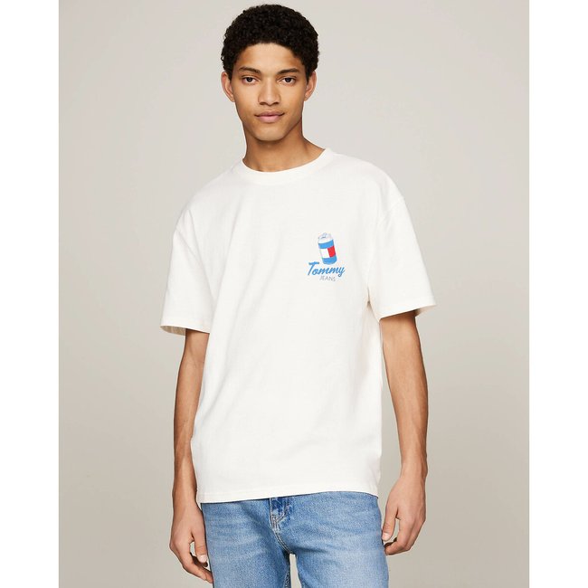 T-shirt droit à logo devant et dos ecru <span itemprop=
