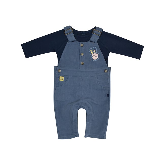 Tshirt salopette marc velours cotele long bebe bleu <span itemprop=