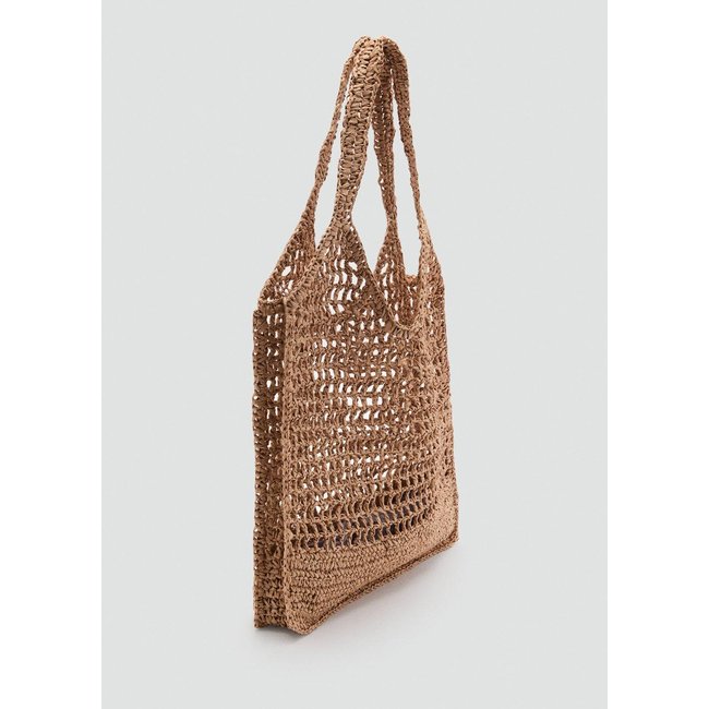 Sac à bandoulière à double anse en fibre naturelle écru <span itemprop=