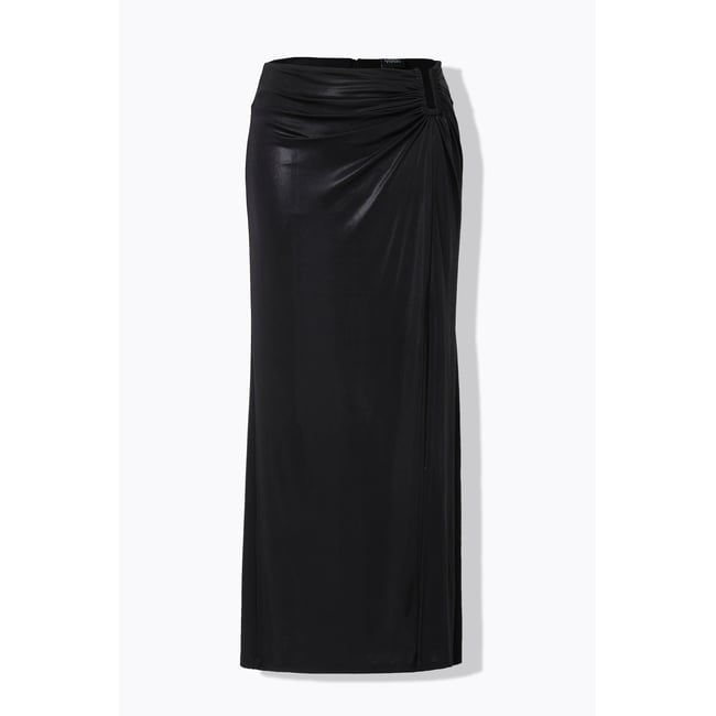 Jupe longue, coupe Slim Fit, taille drapée noir <span itemprop=