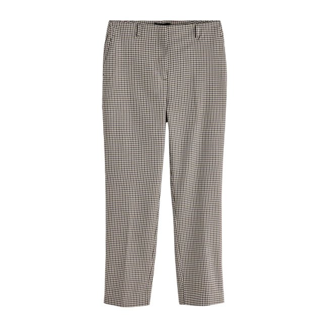 Pantalon slim ajusté à motif pied-de-poule naturel <span itemprop=
